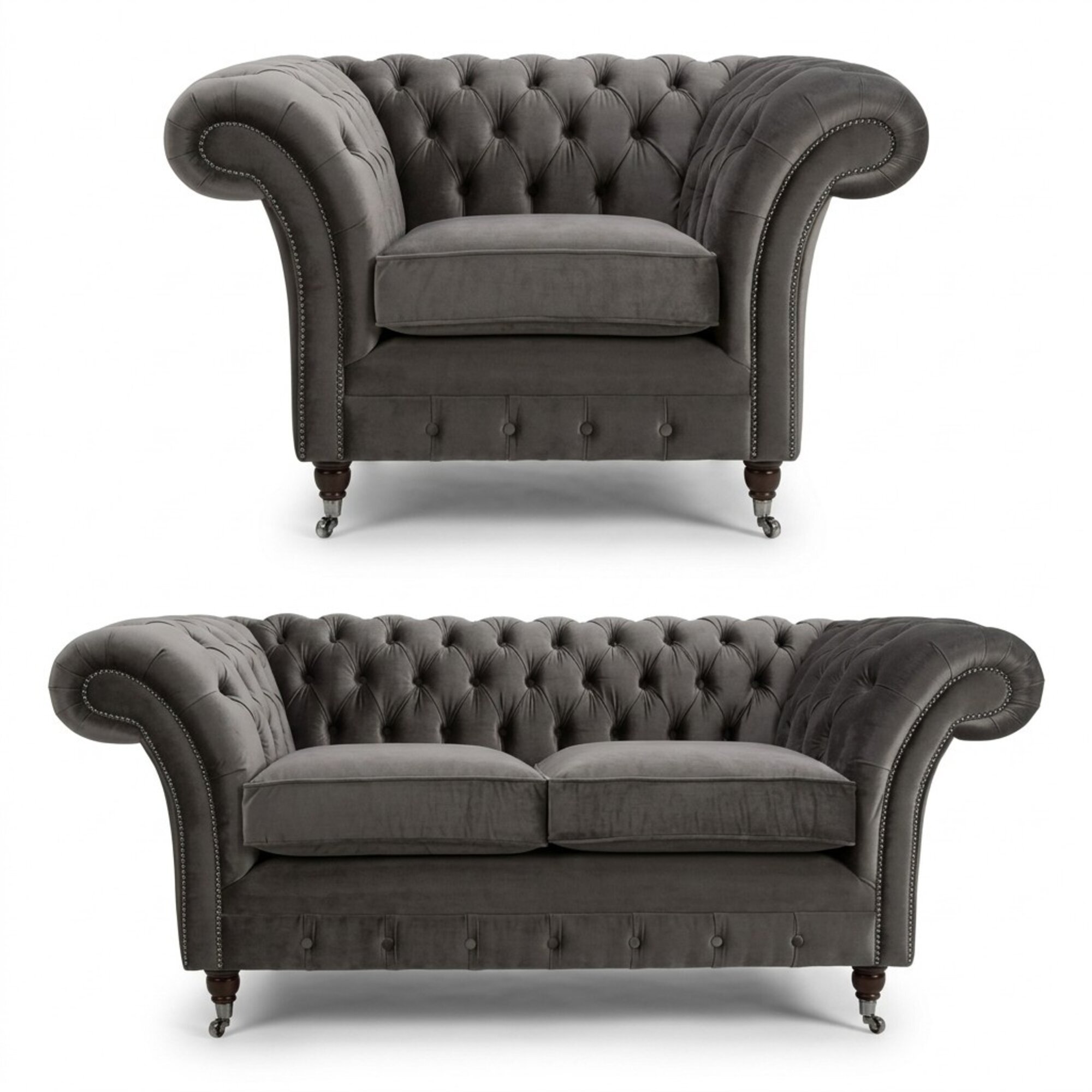3+2+1 Sofagarnitur Chesterfield Polster Sofa Leder Sofas Couchen Textil