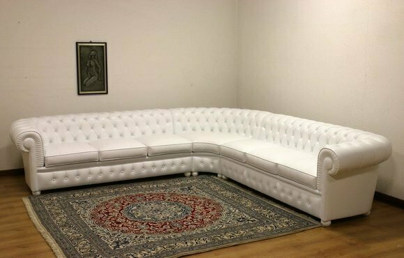 Design Chesterfield Ecksofa Leder 3-E-3 Couch Ledersofa Polster