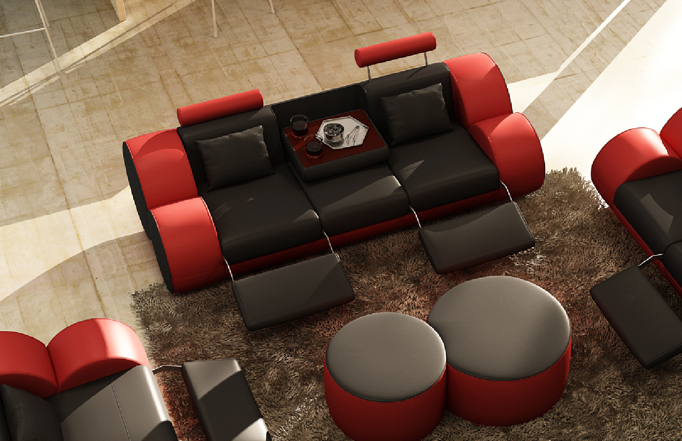 3 Sitzer Multifunktion Sofa Designer Leder Couch Polster Garnitur Sofas