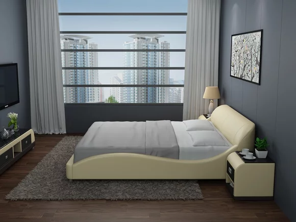 Design Doppel Bett Betten Schlafzimmer mit USB & Regal 200x210cm