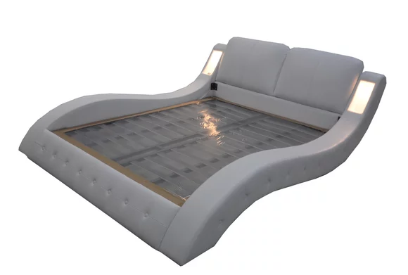 Luxus Bett mit USB Polster Hotel Betten Leder 140/160/180/200 LB8824