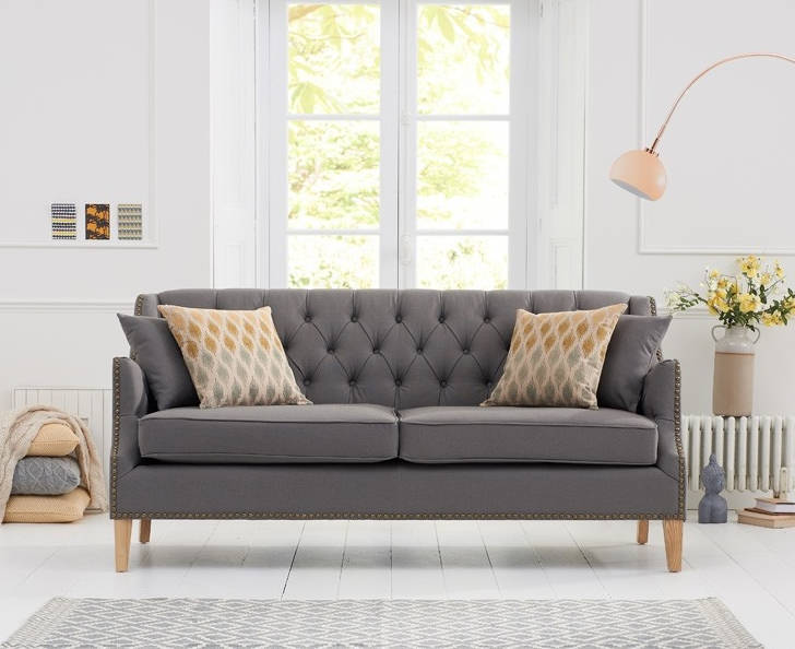 Chesterfield Sofa Couch Polster Stoff Couchen Polster Garnitur 3 Sitzer