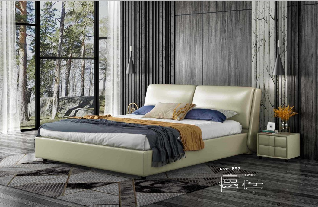 Lederbett Betten Doppel ehe Modernes Gestell Schlafzimmer 180x200