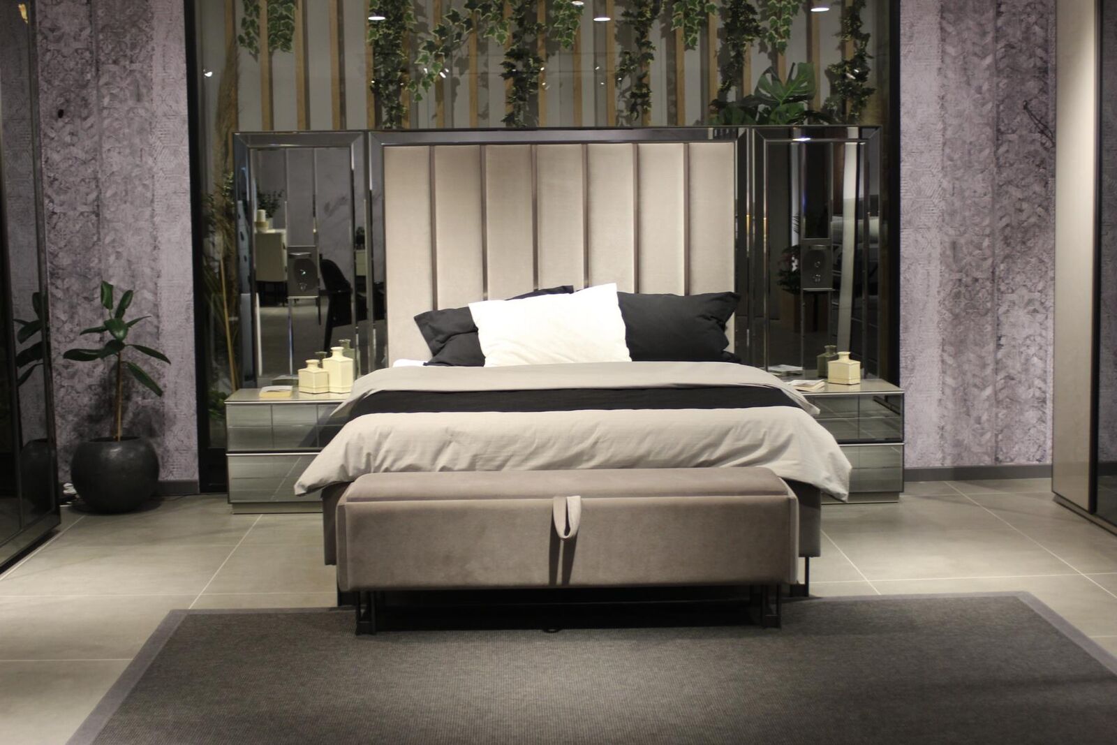 Luxus Schlafzimmer Set Bett+ 2x Nachttische Komplettes Zimmer Möbel Neu