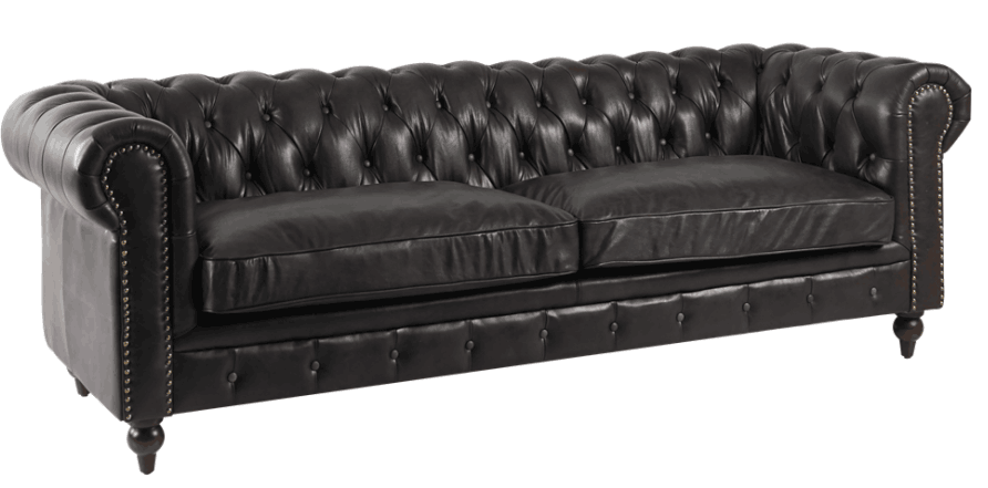 Cheterfield Sofa 3 Sitzer Modern Leder-Fibre Echtholz Luxus Klassisch Stil Möbel