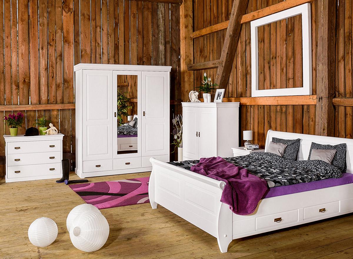 Schlafzimmer Set Design Landhaus Luxus Möbel Bett Nachttisch Kommode 6 tlg.