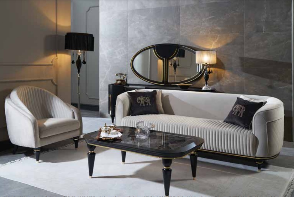 Sofagarnitur 3+1 Sitzer Stoff Sofa Couch Garnitur Design Grau Schwarz Möbel 2tlg