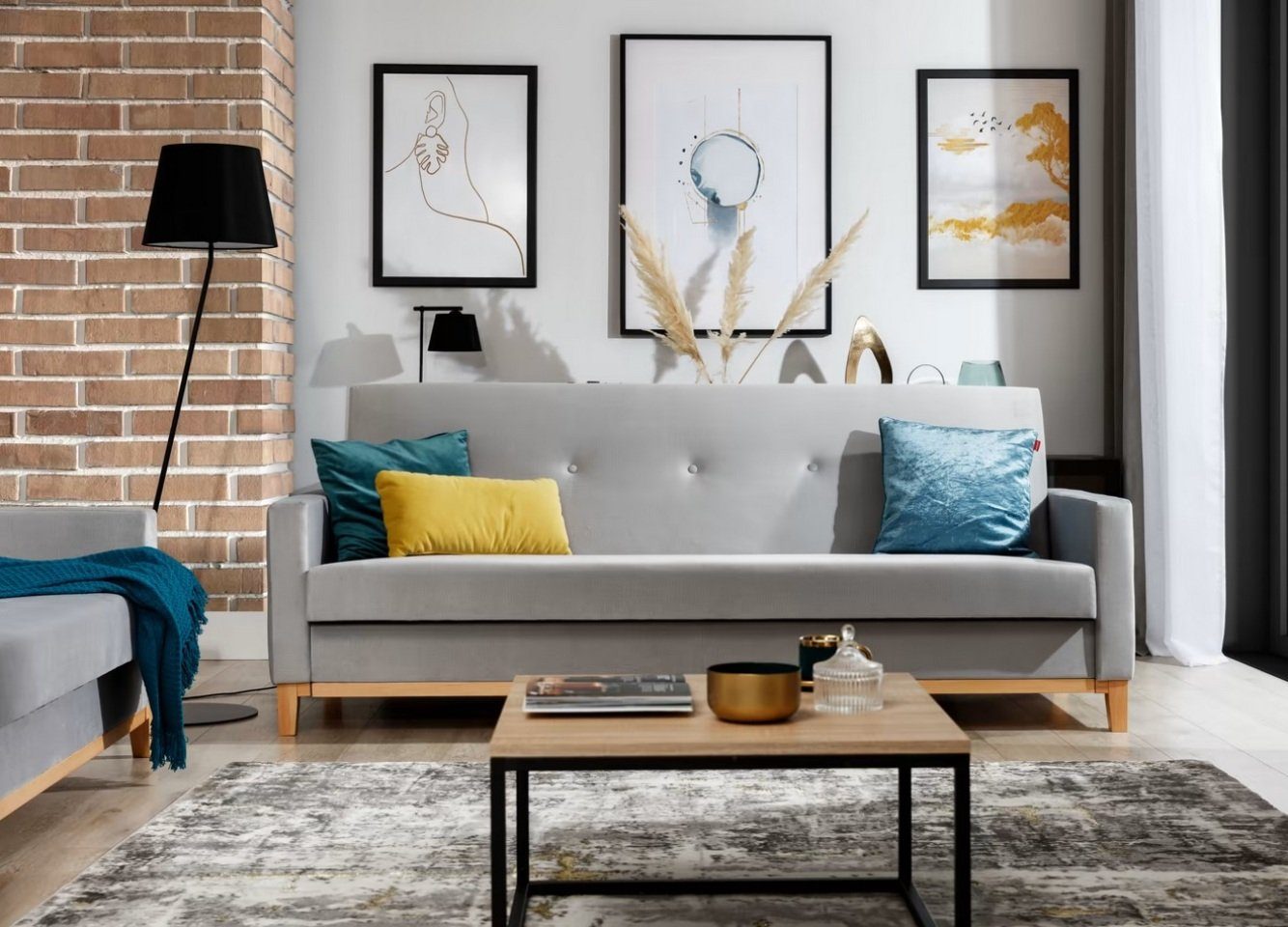 Sofa 3 Sitzer Couch Textil Polster Stoff Bettfunktion Schlafsofa Modern Neu Sofort