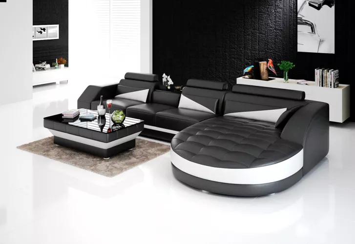 Designer Ecksofa Wohnlandschaft Ledersofa Sofa Sofa Couch Polster Lform Orange