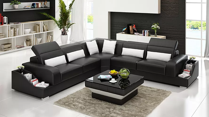 Ledersofa Eckcouch Polstergarnitur Sofa Couch Wohnlandschaft Polster Eckgarnitur