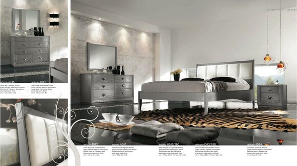 Schlafzimmer Bett Nachttisch Kommode Spiegel Garnitur Gruppe Doppel Set 5tlg