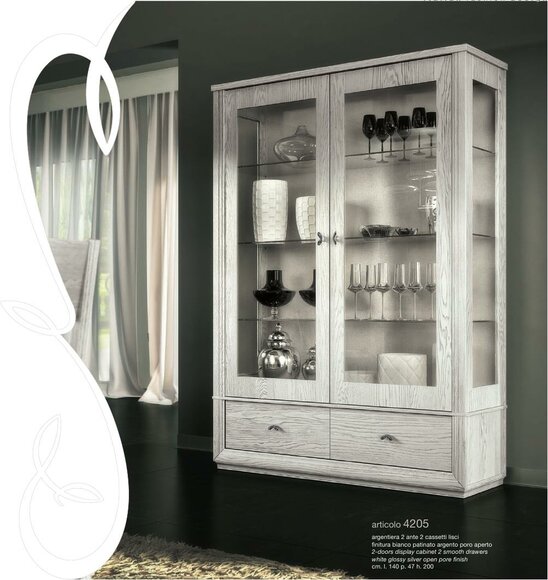 Luxus Schaufenster Vitrine Vitrinen Glas Schrank Modern Holz Grau Regal