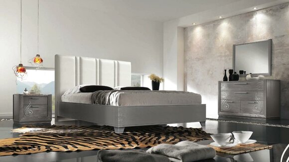 Luxus Set Schlafzimmer Bett Nachttisch Kommode Spiegel Gruppe Garnitur 5tlg.