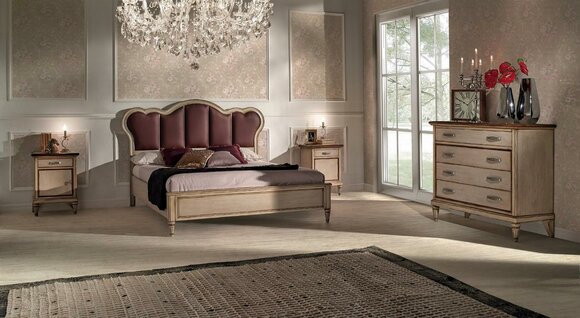 Bett Nachttisch Kommode Schlafzimmer Set Design Klassisch Luxus Betten
