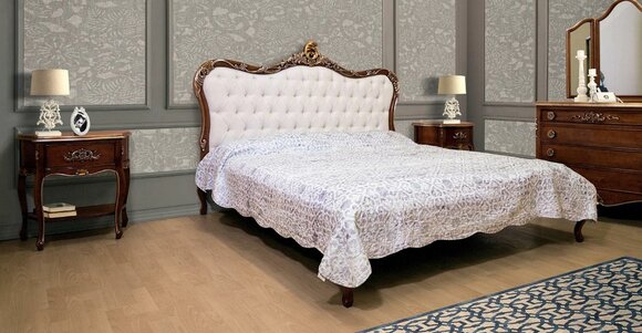 Bett 2x Nachttisch 3 Stück Schlafzimmer Set Design Möbel Modern Set