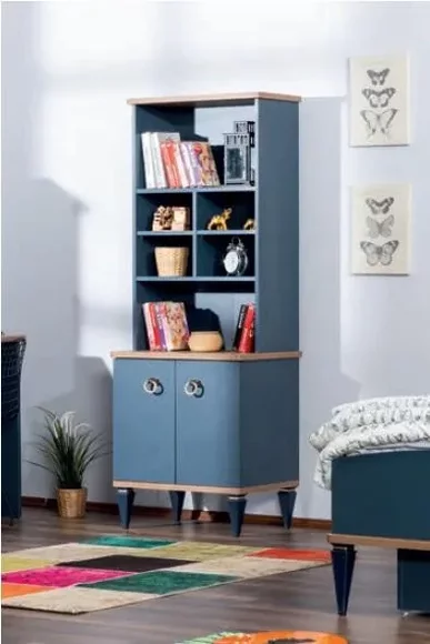 Bücherregal Blau Jugendzimmer Möbel Bücherschrank Modern Kinderzimmer