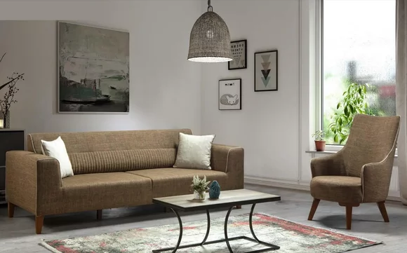 Sofagarnitur 3+1 Sitz Polster Sofa Polstergarnitur Möbel Stoff