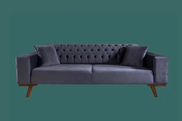 Design Sofa Dreisitzer Moderne Couch grau Möbel Polster Holz