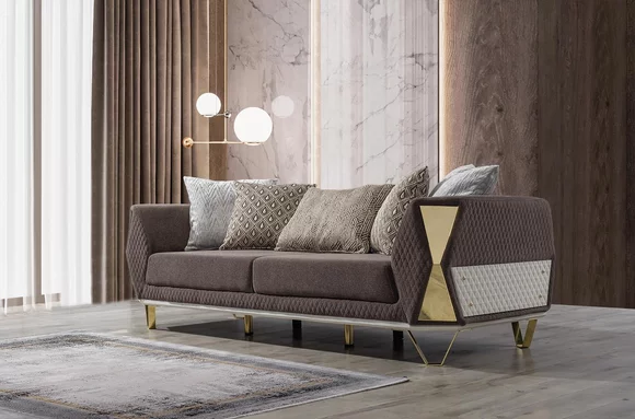 Dreisitzer Sofa 3 Sitz Sofas Wohnzimmer Couch Stoff Couchen Möbel grau