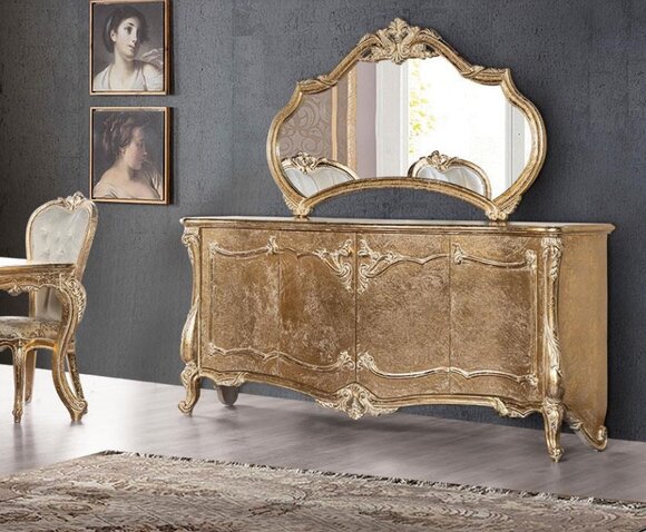 Set Kommode Mit Spiegel Garnitur Kommoden Holz Gruppe Sideboard Möbel Barock