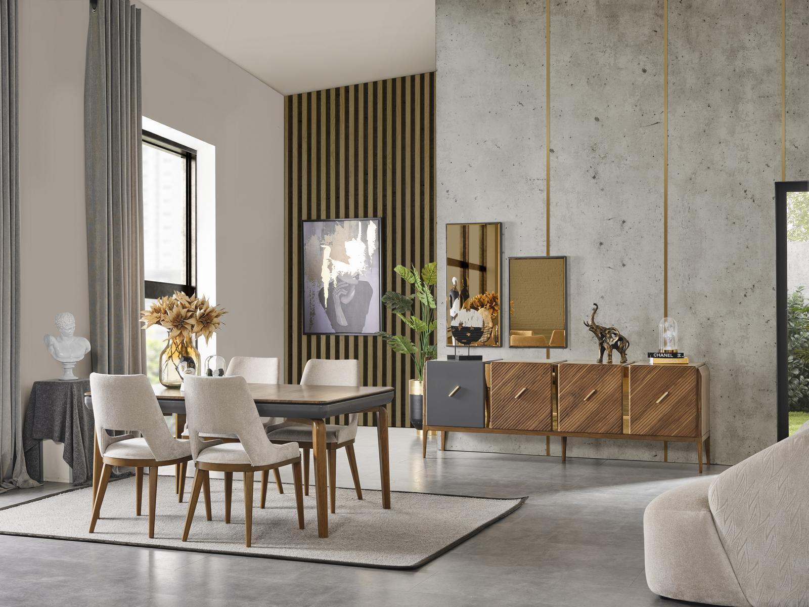 Garnitur Essgruppe Esszimmer Esstisch Luxus Stühle Essecke 6tlg Braun