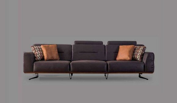 Dreisitzer Sofa 4 Sitzer Sofas Braun Kunstleder Wohnzimmer Luxus Sitz