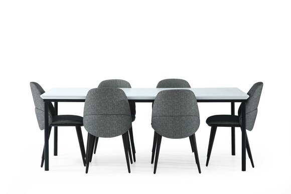 *Esszimmer Gruppe Esstisch Stühle Tisch Holz Set 7tlg Grau Modern Set