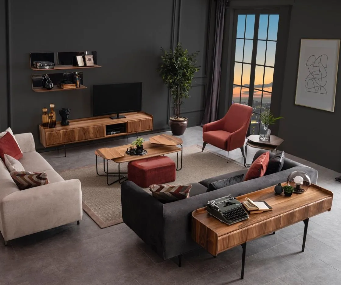 Große Wohnzimmer 9tlg.Couch Garnitur Dreisitzer Sessel Couchtisch 3+3+1