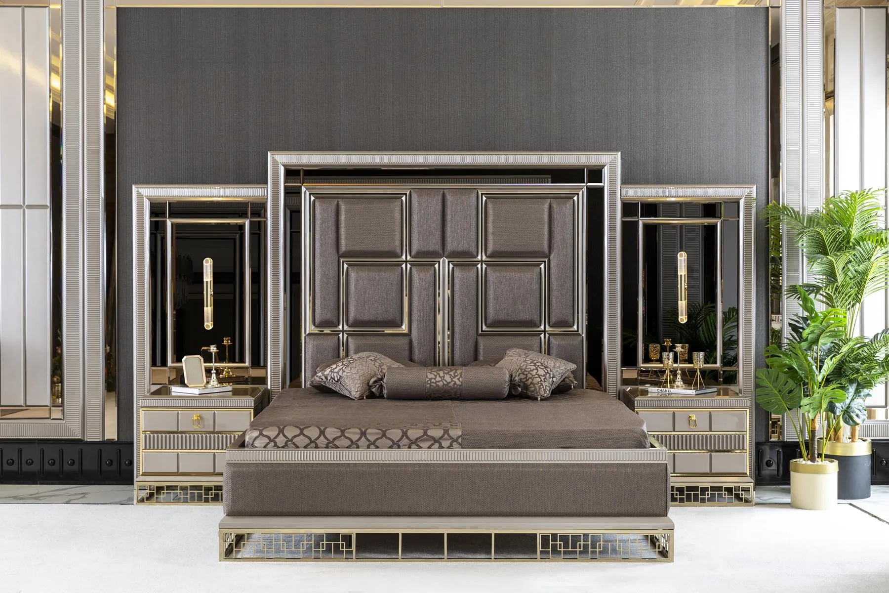 Bett Braun Elegantes Schlafzimmer Design Schön Luxus Doppel Betten