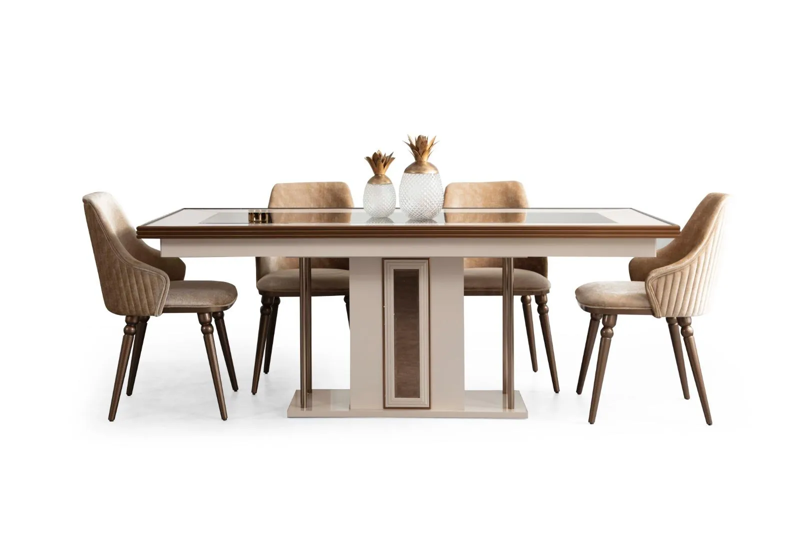 Esszimmer Set 4x Lehnstühle Esstisch Design Möbel Essgruppe Stuhl 5tlg