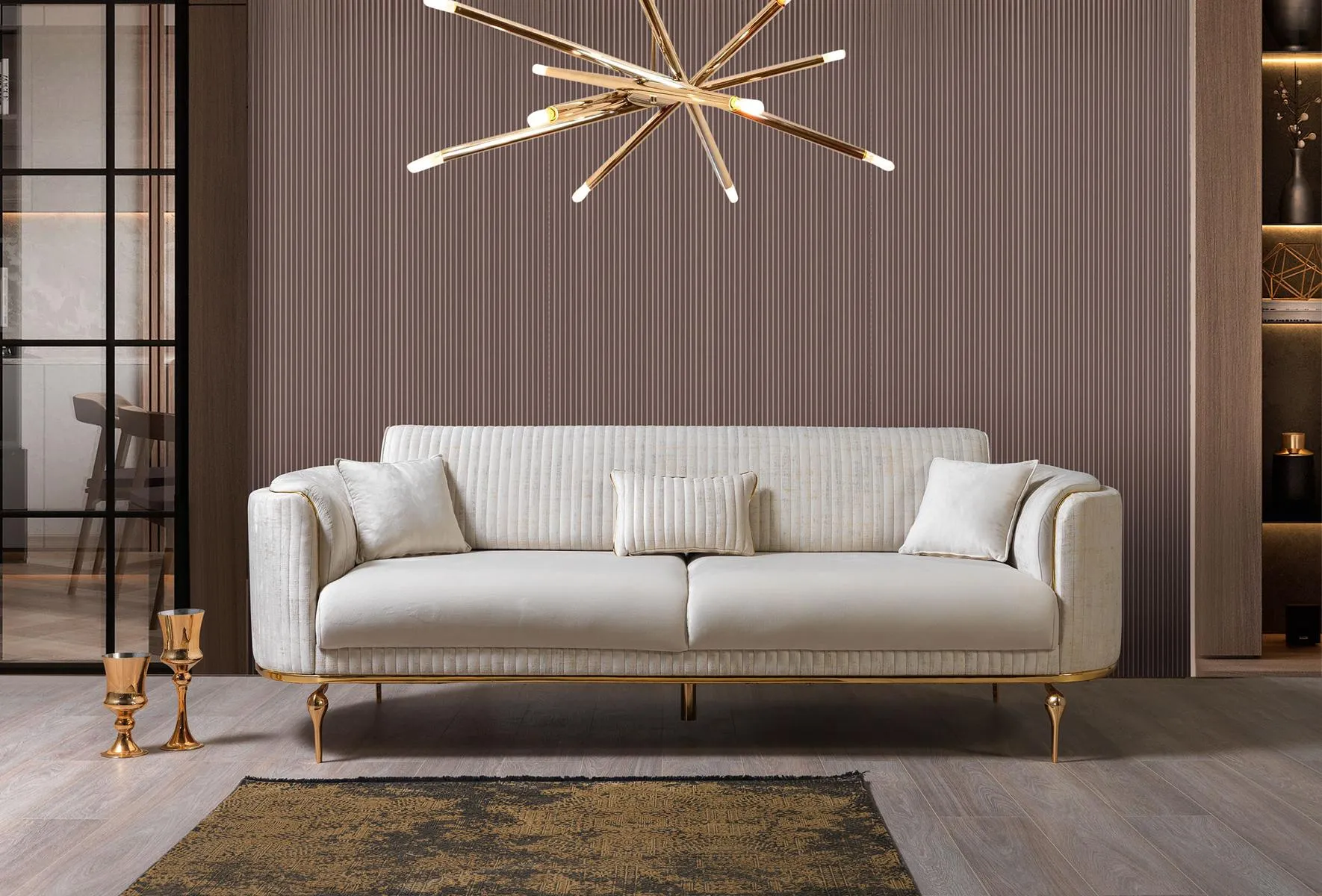 Sofa 3 Sitzer Designer Sofa Couch Polster Sofas Textil Weiß Dreisitzer
