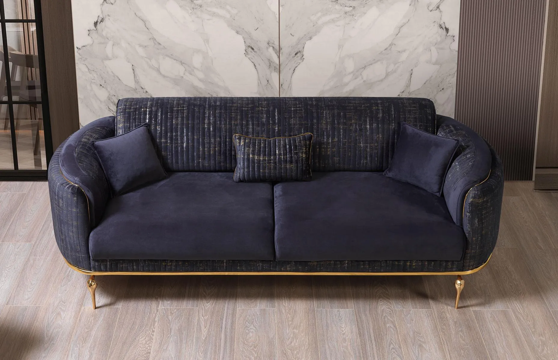 Wohnzimmer Sofa 3 Sitzer Blau Möbel Luxus Couchen xxl Möbel Sofas