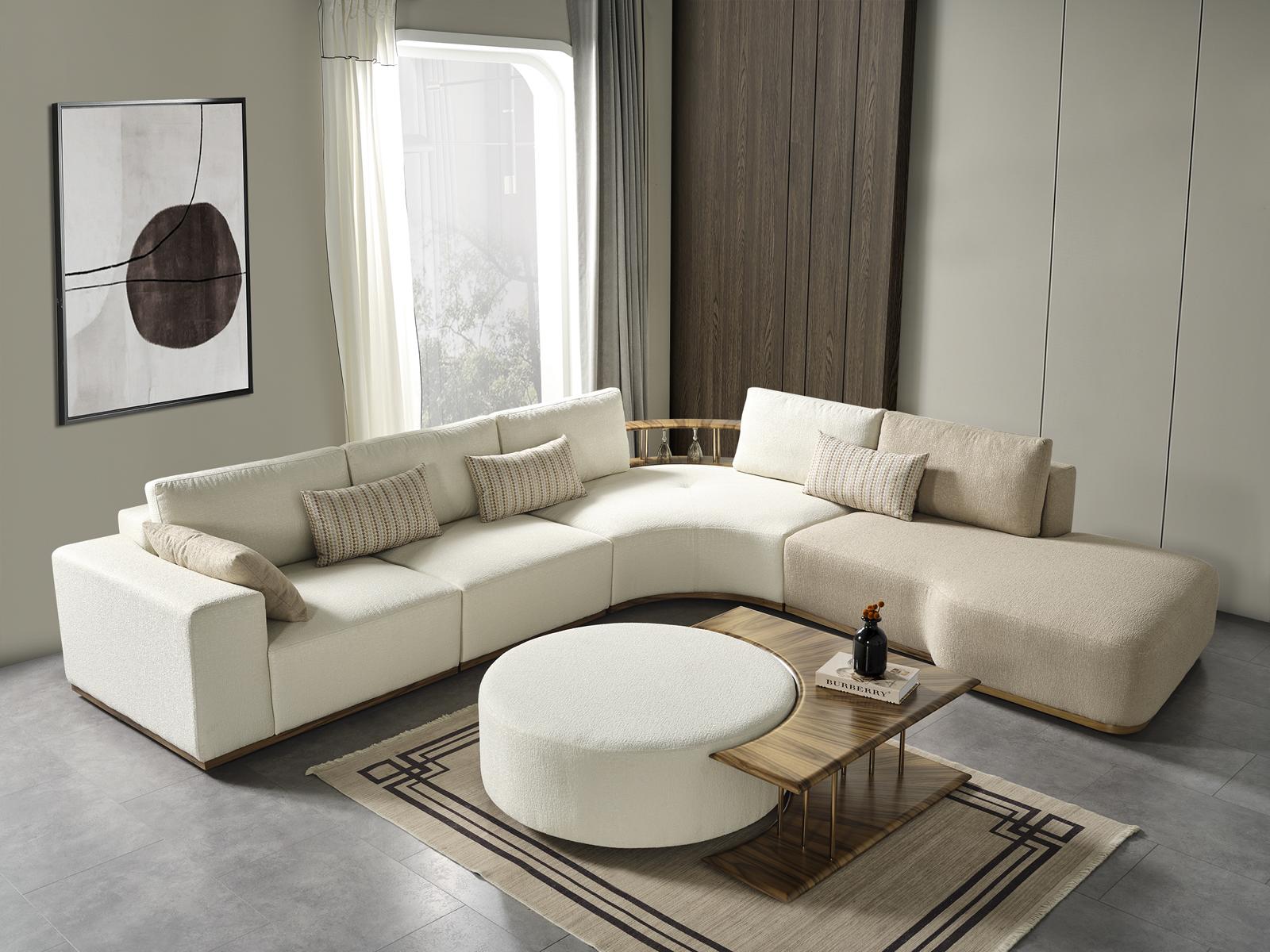 Ecksofa L Form Couchtisch Hocker Wohnlandschaft Wohnzimmer Polster 3tlg.