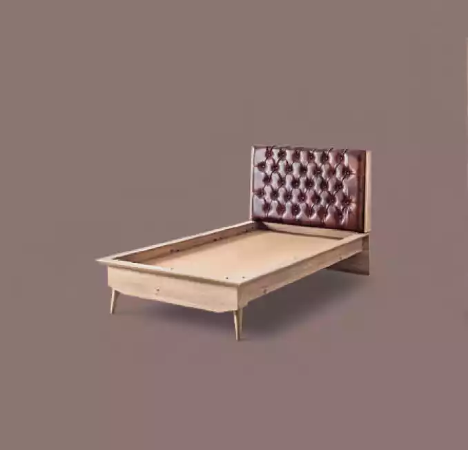 Bett Loft Holz Chesterfield 100x200cm Bettrahmen Gepolstertes Kopfteil