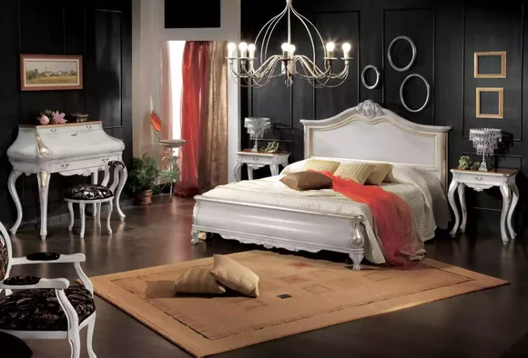 Weiße Schlafzimmer Möbel 2x Nachttische Schminktisch Modernes Bett 4tlg