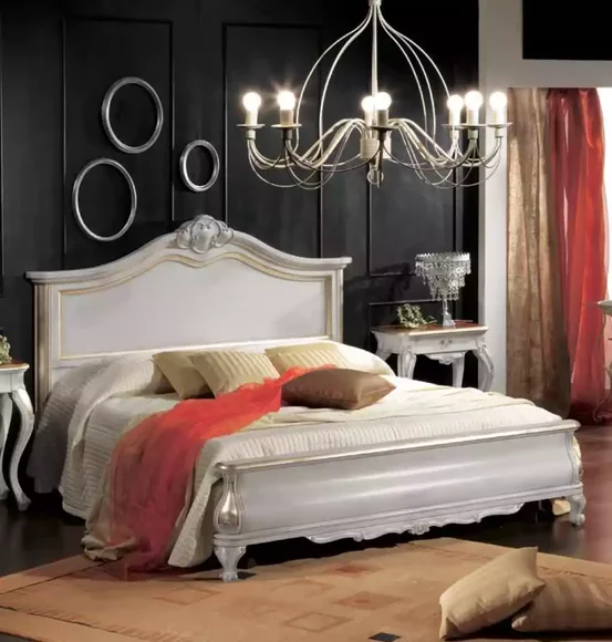 Luxuriöses gepolstertes weißes Doppelbettgestell Bett Holzdesign Luxus
