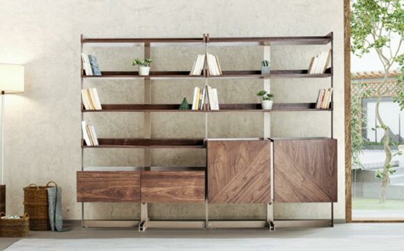 Moderne Vitrine Wohnzimmer Möbel Regal Standregal Echtholz Möbel Braun Regale