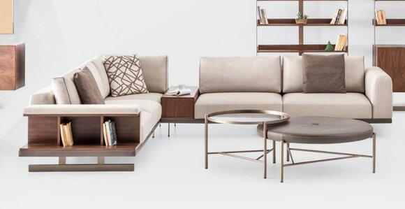 Modernes Beiges Ecksofa Luxus L-Form Couch Stoffsofas Wohnzimmermöbel