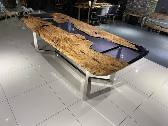 Esstisch Epoxidharz Küchentisch Esszimmertisch 240 cm Holz Braun