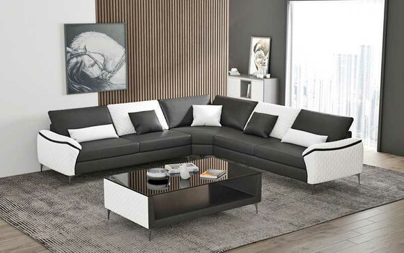 Eckgarnitur Ledersofa Ecksofa L Form Design Couch Sofa Schwarz Luxus