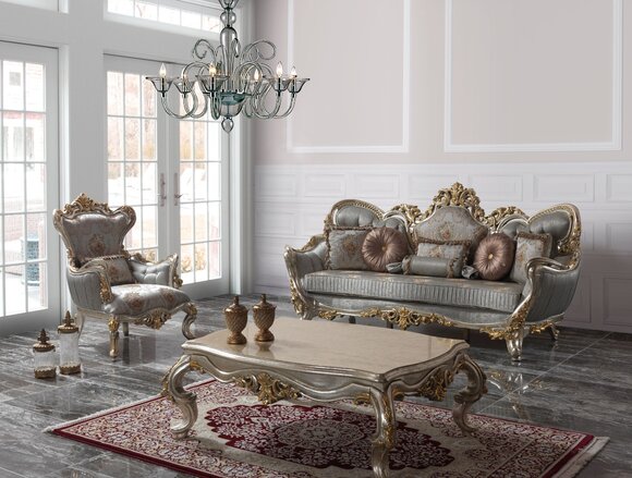 Polstersofa Garnitur Sofagarnitur Dreisitzer Sessel Stoff Sofa Blau sofas