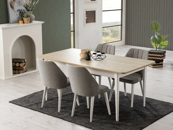 Essgruppe Garnitur Esszimmer Esstisch Set 7tlg Esszimmer Weiß Holz