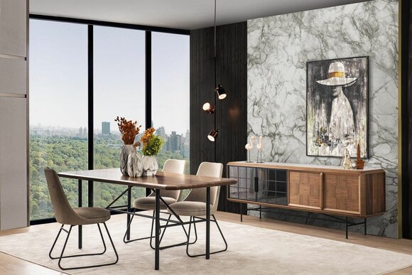 Essecke Essgruppe Esstisch Set 8tlg Esszimmer Braun Holz Stilvoll
