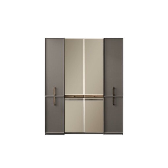 Kleiderschrank Schlafzimmerschrank Schrank Holzschrank Grau Spiegel
