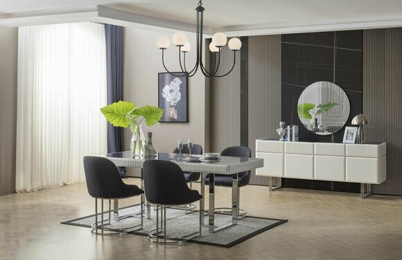 Komplette Esszimmer Essgruppe Esstisch Stühle 9tlg Luxus Weiß Anrichte