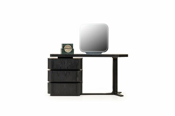 Schminktisch mit Spiegel Konsolentisch Frisiertisch Holz Schwarz Set