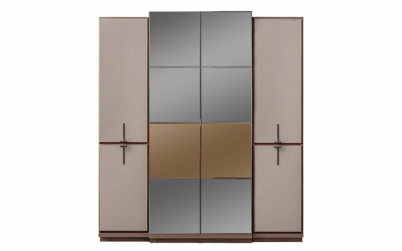 Beiger Schlafzimmerschrank Designer Holz Kleiderschrank Glasschrank Neu