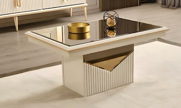 Luxus Couchtisch Kaffeetisch Sofatisch Beistelltisch Holz Beige Tisch