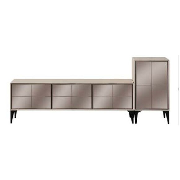 Sideboard TV Ständer RTV Lowboard Weiß Holz Tisch Möbel Wohnzimmer