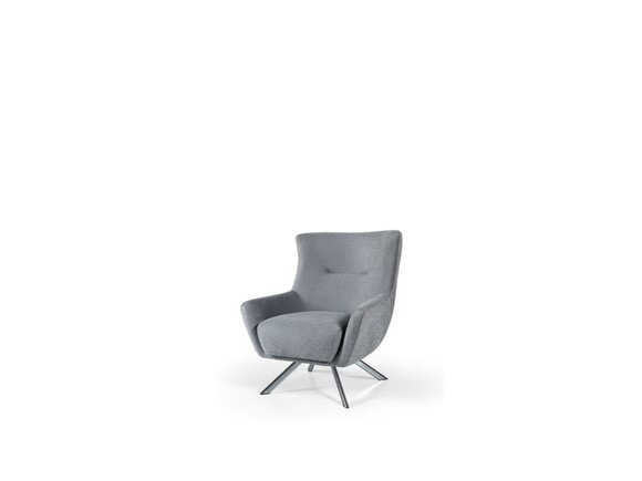 Stoffsessel Wohnzimmer Einsitzer Sessel Ohrensessel Grau Polster Sitz